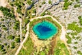 Cetina river source water hole aerial view