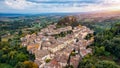 Cetona, Travel in Tuscany, Italy. Magnificent view of the ancient hilltop village of Cetona, Sien