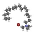 Cetrimonium bromide antiseptic surfactant molecule. 3D rendering. Atoms are represented as spheres with conventional color coding Royalty Free Stock Photo