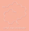 Cetyl myristoleate food supplement molecule. Cetylated fatty acid that may have anti-inflammatory properties. Skeletal formula. Royalty Free Stock Photo