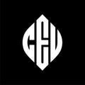 CEU circle letter logo design with circle and ellipse shape. CEU ellipse letters with typographic style. The three initials form a Royalty Free Stock Photo