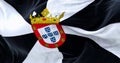 Close-up of Ceuta flag waving in the wind