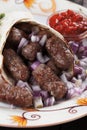 Cevapcici, bosnian kebab in pita bread