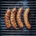 Cevapcici sausages sizzling on a hot grill