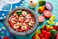 Ceviche de Camaron shrimp molcajete from Mexico Royalty Free Stock Photo