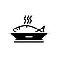 Black solid icon for Ceviche, fish and food