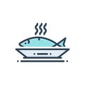 Color illustration icon for Ceviche, fish and food