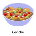 Ceviche icon, isometric style