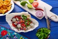 Ceviche Mexican style recipe with nachos Royalty Free Stock Photo