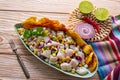 Ceviche peruvian recipe with fried banana