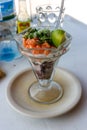 Ceviche, traditional fish dressed with coriander and lime, Celestun, Yucatan, Mexico