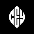 CEY circle letter logo design with circle and ellipse shape. CEY ellipse letters with typographic style. The three initials form a Royalty Free Stock Photo