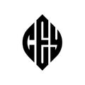 CEY circle letter logo design with circle and ellipse shape. CEY ellipse letters with typographic style. The three initials form a Royalty Free Stock Photo