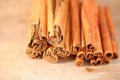 Ceylon cinnamon and cassia bark .external differences Royalty Free Stock Photo
