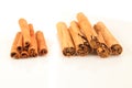 Ceylon cinnamon and cassia bark .external differences Royalty Free Stock Photo