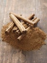 Ceylon cinnamon sticks and powder Royalty Free Stock Photo