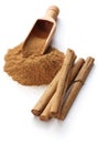 Ceylon cinnamon sticks and powder Royalty Free Stock Photo