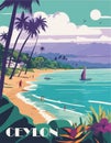 Ceylon, Sri Lanka Travel Poster in retro style