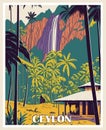 Ceylon Travel Destination Poster in retro style.