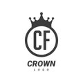 CF C F Letter Logo Design with Circular Crown