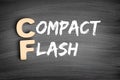 CF - Compact Flash acronym, technology concept on blackboard