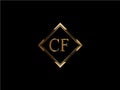 CF Initial diamond shape Gold color later Logo Design