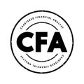 CFA Chartered Financial Analyst - program is a postgraduate professional certification, acronym text stamp