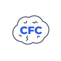 CFC or freon gas icon with a cloud