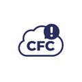 CFC icon with cloud, chlorofluorocarbons vector