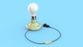 CFL bulb with holder and switch 3d illustration