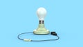 CFL bulb with holder and switch 3d illustration