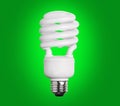 CFL Fluorescent Light Bulb on green Royalty Free Stock Photo
