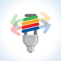 Cfl light bulb and arrow Royalty Free Stock Photo