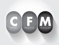 CFM Certified Financial Manager - finance certification in financial management, acronym text concept background