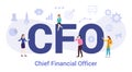 Cfo chief financial officer concept with big word or text and team people with modern flat style - vector