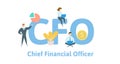 CFO, Chief Financial Officer. Concept with keywords, letters, and icons. Flat vector illustration. Isolated on white