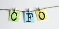 CFO concept - colorful sticky notes with word seo on white background