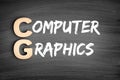 CG - Computer Graphics acronym, technology concept on blackboard