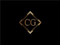 CG Initial diamond shape Gold color later Logo Design