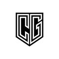 CG Logo monogram shield geometric white line inside black shield color design