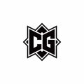 CG monogram logo with square rotate style outline