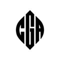 CGA circle letter logo design with circle and ellipse shape. CGA ellipse letters with typographic style. The three initials form a Royalty Free Stock Photo