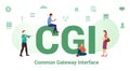 Cgi common gateway interface concept with big word or text and team people with modern flat style - vector