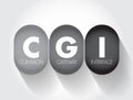 CGI Common Gateway Interface - provides the middleware between www servers and external databases and information sources, acronym