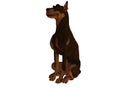 Sitting Dobermann Pinscher Dog 3d