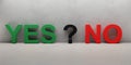 Cgi render image of the words yes and no with question mark Royalty Free Stock Photo