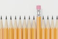Cgi render image of pencil tips and one rubber