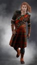 CGI Romantic Scottish Warrior full figure wearing armor and tart