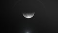 CGI spectacular illustration of a lunar eclipse, with a bright beam of light radiating from behind