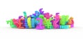 CGI typography, bunch of currency sign, money or profit for design texture, background. Colorful 3D rendering.